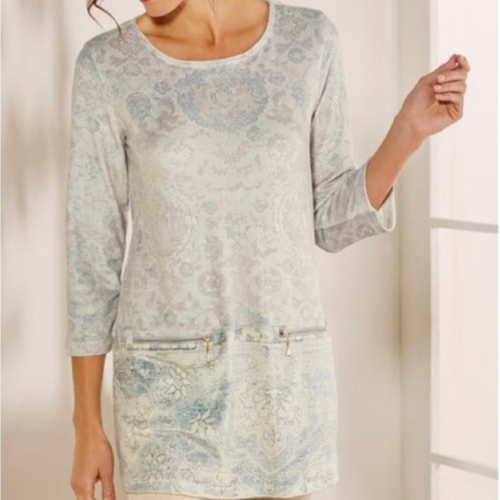 Soft Surroundings Dello Tunic Velour two pocket Pullover size large